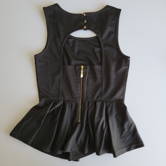 Black Open Back Peplum Top - Picture 10 of 10